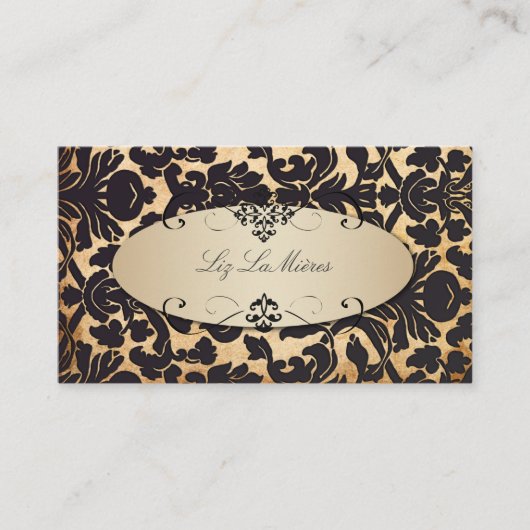 PixDezines  flora damask/faux parchment Visitekaartje (Voorkant)