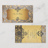 PixDezines  flora damask/faux parchment Visitekaartje (Voorkant / Achterkant)