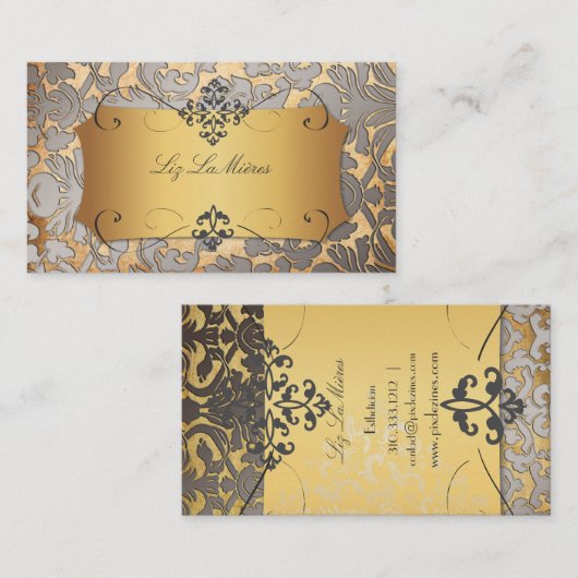 PixDezines  flora damask/faux parchment Visitekaartje (Voorkant / Achterkant)