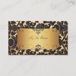 PixDezines  FLORA DAMASK/FAUX PARCHMENT Visitekaartje