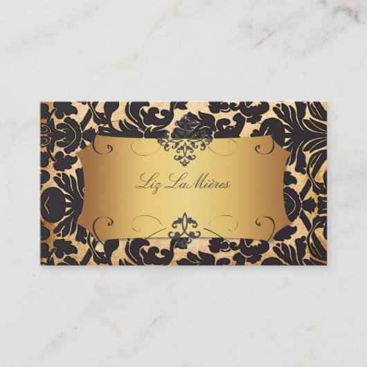 PixDezines FLORA DAMASK/FAUX PARCHMENT Visitekaartje (Voorkant)