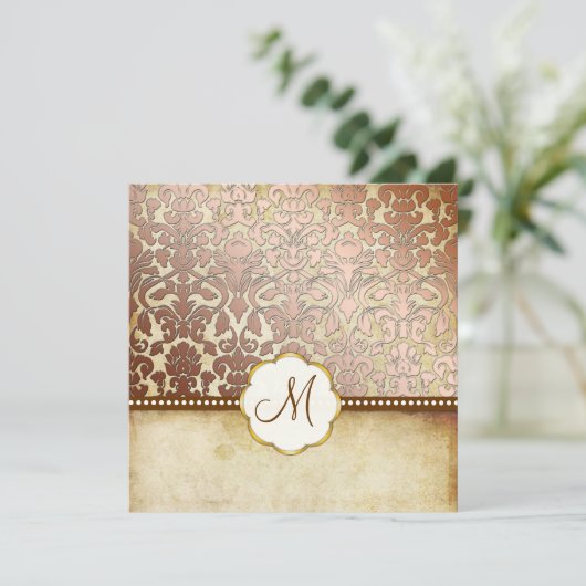 PixDezines  flora damask monogram Kaart (Staand voorkant)