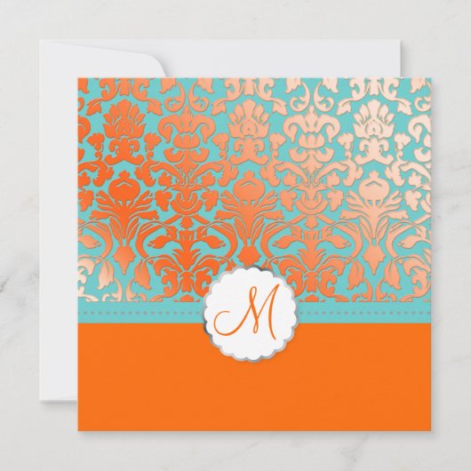 PixDezines Flora Damask/Oranje/diy background Kaart (Voorkant)