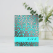 PixDezines Flora Damask, RSVPs voor 5x7 uitnodigin RSVP Kaartje (Staand voorkant)