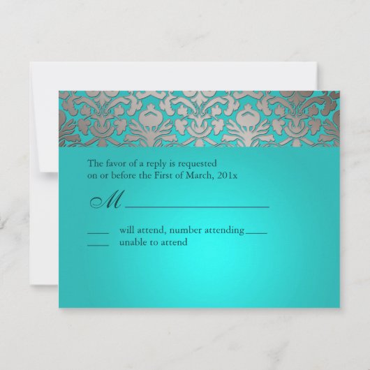 PixDezines Flora Damask, RSVPs voor 5x7 uitnodigin RSVP Kaartje (Achterkant)