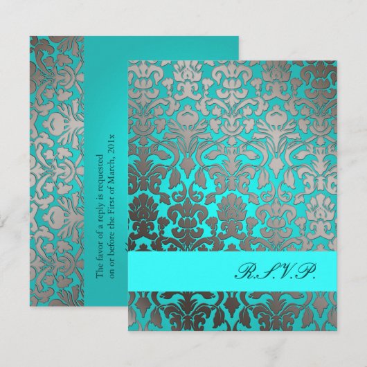 PixDezines Flora Damask, RSVPs voor 5x7 uitnodigin RSVP Kaartje (Voorkant / Achterkant)