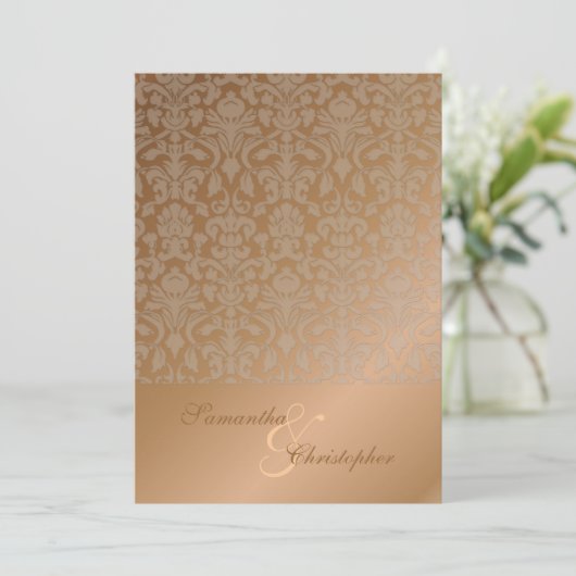 PixDezines Flora Damask Wedding Invitations Kaart (Staand voorkant)