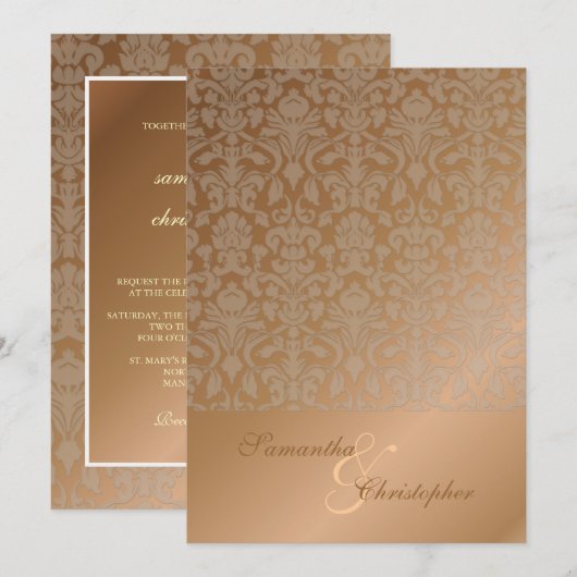 PixDezines Flora Damask Wedding Invitations Kaart (Voorkant / Achterkant)