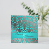 PixDezines Flora Damask Wedding Invitations Kaart (Staand voorkant)