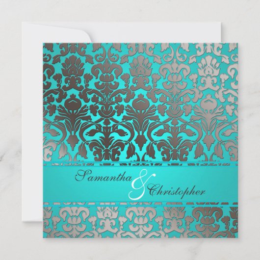 PixDezines Flora Damask Wedding Invitations Kaart (Voorkant)