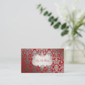 PixDezines flora damast/faux platina/diy kleur Visitekaartje (Staand voorkant)