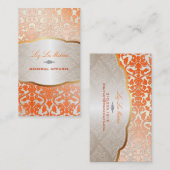 PixDezines flora damast/sinaasappel Visitekaartje (Voorkant / Achterkant)