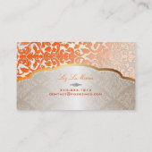 PixDezines flora damast/sinaasappel Visitekaartje (Achterkant)