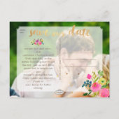 PixDezines floral/save the date/photo Aankondigingskaart (Achterkant)