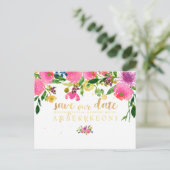 PixDezines floral/save the date/photo Aankondigingskaart (Staand voorkant)