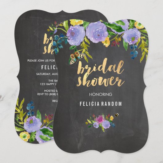 PixDezines Floral Vrijgezellenfeest/Chalkboard Kaart (Voorkant / Achterkant)