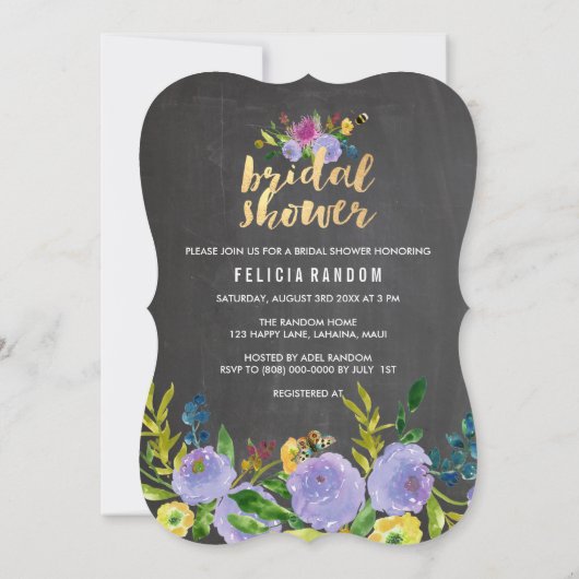 PixDezines Floral Vrijgezellenfeest/Chalkboard Kaart (Achterkant)