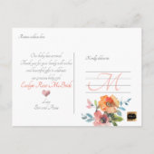 PixDezines Floral Waterverf Baby Girl Aankondigingskaart (Achterkant)