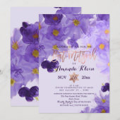 PixDezines Floral Waterverf Bat Mitzvah Kaart (Voorkant / Achterkant)
