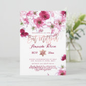 PixDezines Floral Waterverf Bat Mitzvah Kaart (Staand voorkant)