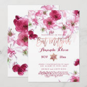 PixDezines Floral Waterverf Bat Mitzvah Kaart (Voorkant / Achterkant)