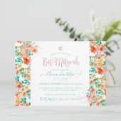 PixDezines Floral Waterverf Bat Mitzvah, Sinaasapp Kaart (Staand voorkant)