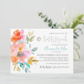 PixDezines Floral Waterverf Bat Mitzvah, Sinaasapp Kaart (Staand voorkant)