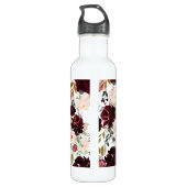 PixDezines Floral Waterverf Blush Bourgogne Rozen Waterfles (Achterkant)
