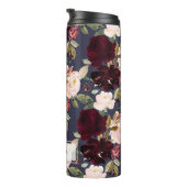 PixDezines Floral Waterverf Blush Burgundy Navy Thermosbeker (Geroteerd rechts)