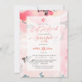PixDEzines Floral Waterverf Blush Peonies Mitzvah Kaart (Voorkant)