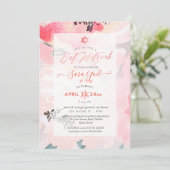 PixDEzines Floral Waterverf Blush Peonies Mitzvah Kaart (Staand voorkant)