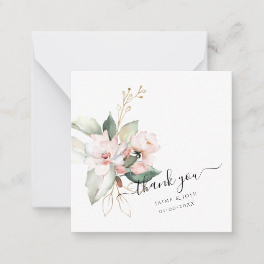 PixDezines Floral Waterverf Blush Pink Bouquet Notitiekaartje (Voorkant)