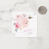 PixDezines Floral Waterverf Blush Pink Peonies Notitiekaartje (Voorkant / Achterkant in situ)