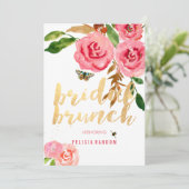 PixDezines Floral Waterverf Bridal Brunch/DIY Kaart (Staand voorkant)