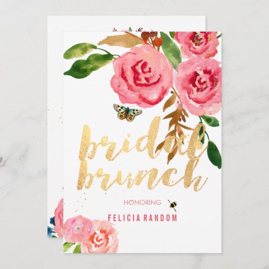 PixDezines Floral Waterverf Bridal Brunch/DIY Kaart (Voorkant / Achterkant)