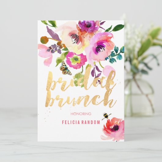 PixDezines Floral Waterverf Bruidsbrunch/DIY Kaart (Staand voorkant)