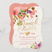 PixDezines Floral Waterverf Brunch+Bubble Kaart (Voorkant / Achterkant)