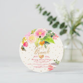 PixDezines Floral Waterverf Brunch+Bubbly Kaart (Staand voorkant)