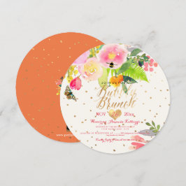 PixDezines Floral Waterverf Brunch+Bubbly Kaart