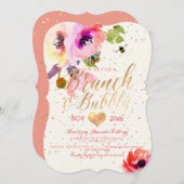 PixDezines Floral Waterverf Brunch+Bubbly Kaart (Voorkant / Achterkant)