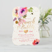 PixDezines Floral Waterverf Brunch+Bubbly Kaart (Staand voorkant)