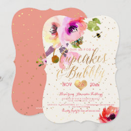 PixDezines Floral Waterverf Cupcakes+Bubble Kaart