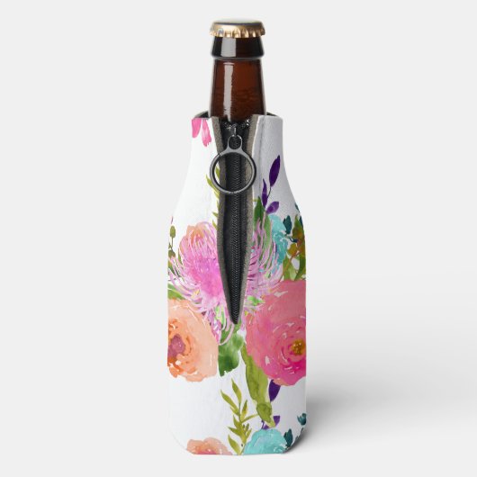 PixDezines Floral Waterverf/DIY achtergrond Flesjeskoeler (Fles Achterkant)