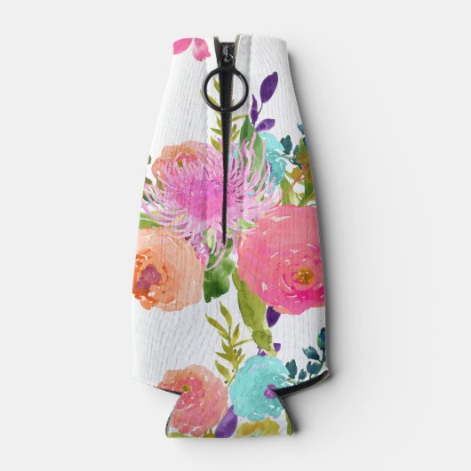 PixDezines Floral Waterverf/DIY achtergrond Flesjeskoeler (Achterkant)