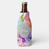 PixDezines Floral Waterverf/DIY achtergrond Flesjeskoeler (Fles Voorkant)