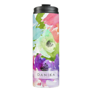 PixDezines Floral Waterverf/DIY achtergrond Thermosbeker