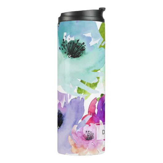 PixDezines Floral Waterverf/DIY achtergrond Thermosbeker (Gedraaid links)