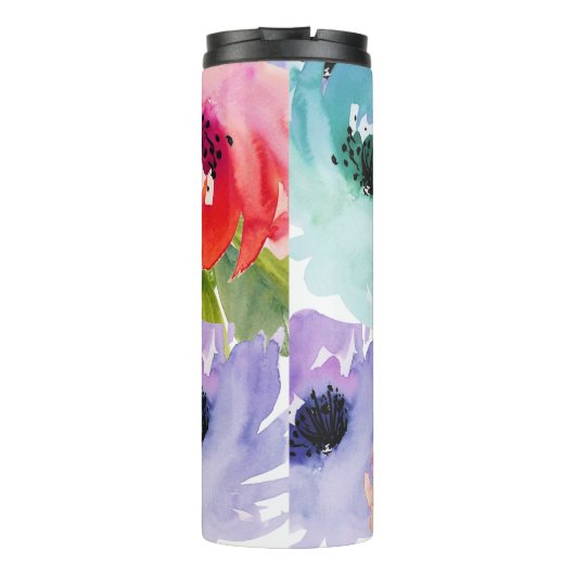 PixDezines Floral Waterverf/DIY achtergrond Thermosbeker (Achterkant)