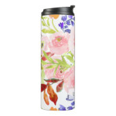 PixDezines Floral Waterverf/DIY achtergrond Thermosbeker (Gedraaid links)