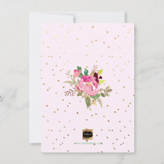 PixDezines Floral Waterverf Graduation Party Kaart (Achterkant)